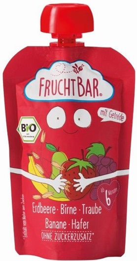 Fruchtbar Mus gruszka, winogrono,  truskawka, banan, owies BIO