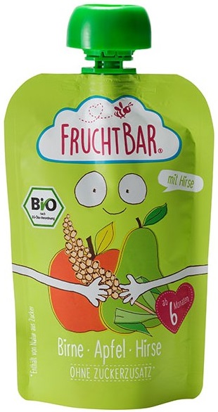 Fruchtbar Mousse pera, manzana, mijo BIO