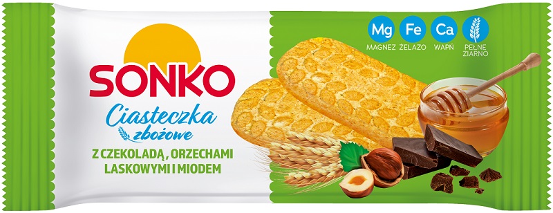 Sonko Зерновое печенье с шоколадом, фундуком и медом