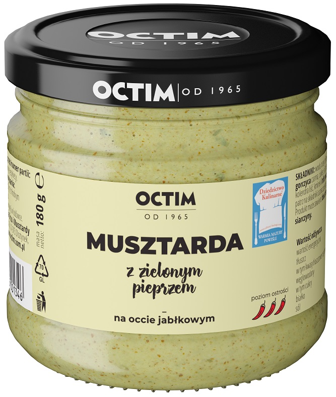 Octim Mustard with green pepper on apple vinegar