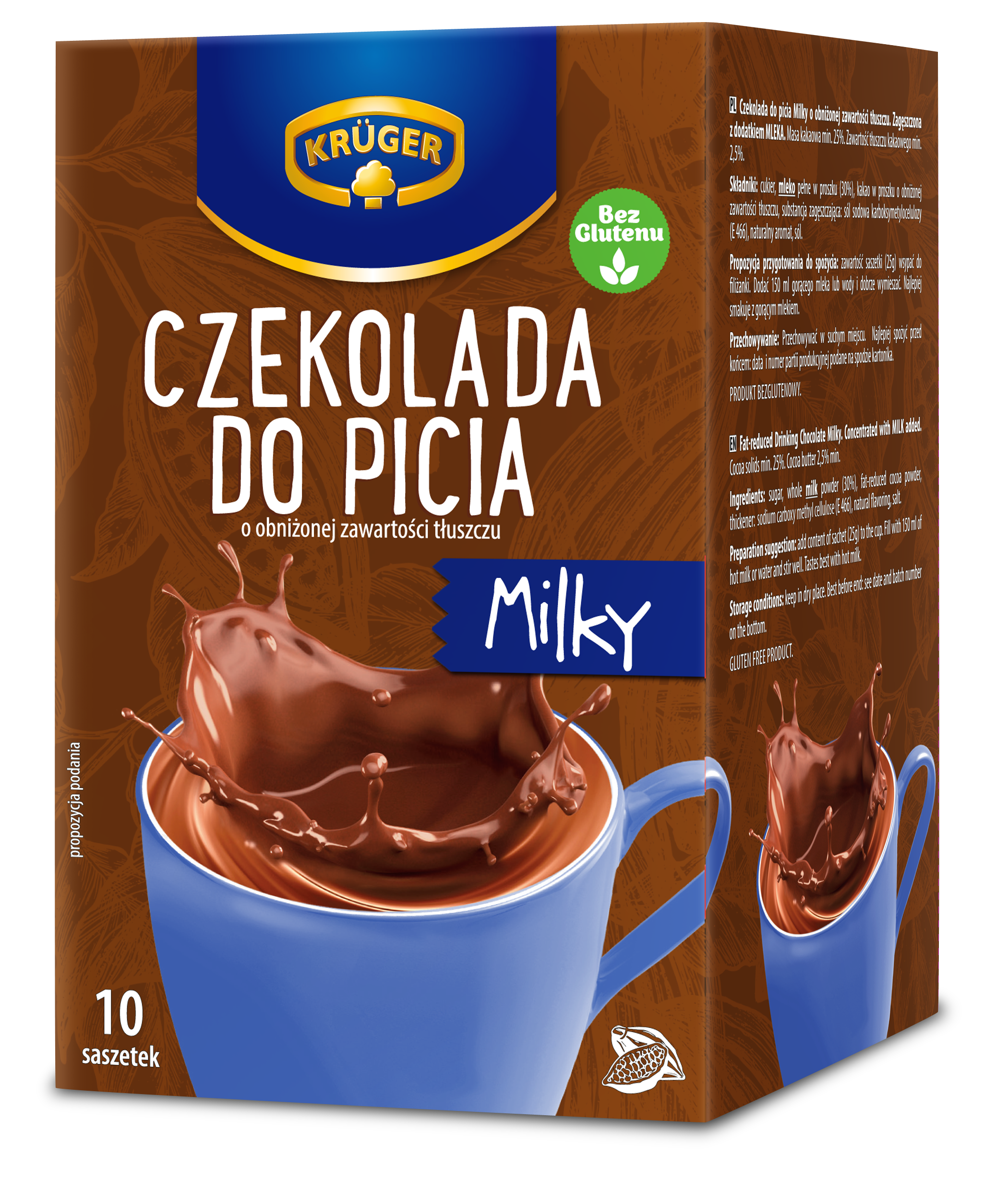 Czekolada do picia Milky o obniżonej zawartości tłuszczu