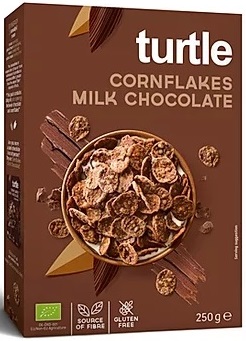Turtle Płatki kukurydziane w  polewie z mlecznej czekolady bezglutenowe BIO