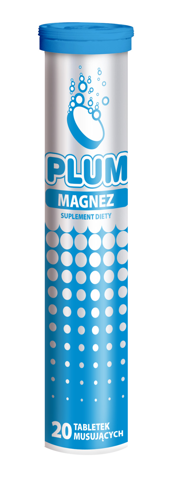 Plum Magnez Suplement diety. 20 tabletek musujących o smaku cytrynowym.