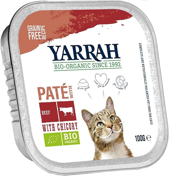 Yarrah BIO paté de ternera y pollo con achicoria para gato