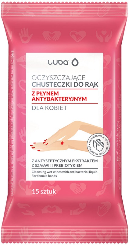 Pañuelos de limpieza Luba con líquido antibacteriano para mujer