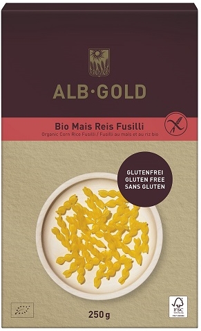 Alb Gold, BIO, maíz y arroz, pasta Świderki de maíz