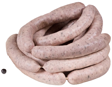 Traditionelle Speisen Delikatessen Weißwurst, Schweinefleisch, gedünstet