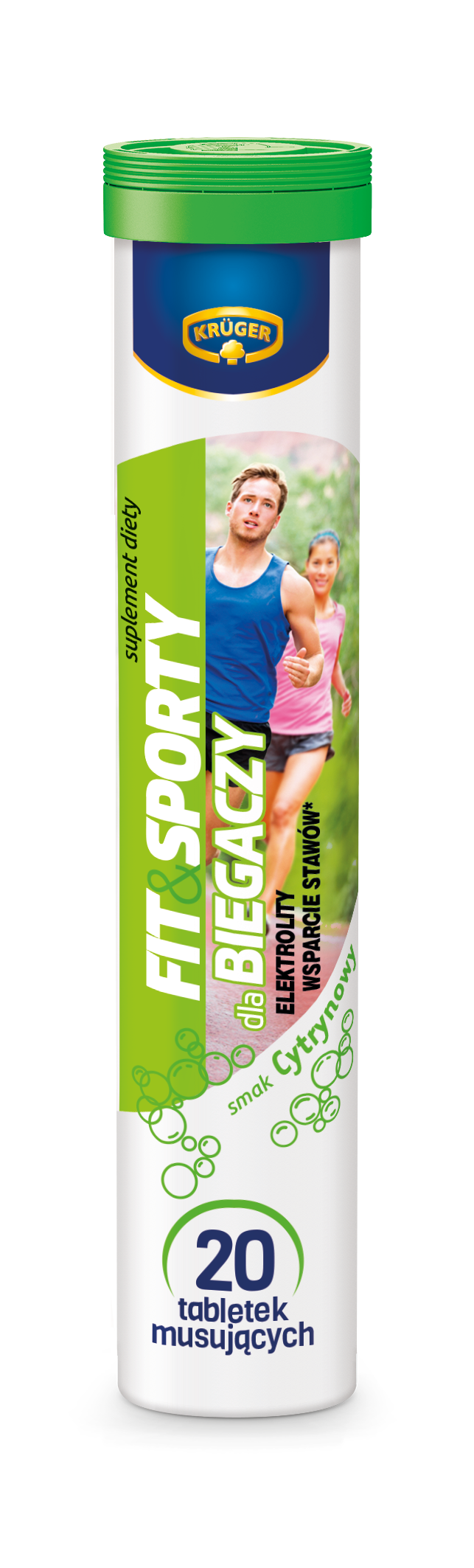 Krüger Fit&Sporty for runners. Effervescent tablets with lemon flavor.