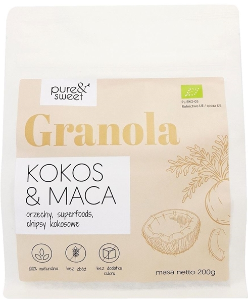 Pure&Sweet Granola kokos - maca bezglutenowa BIO