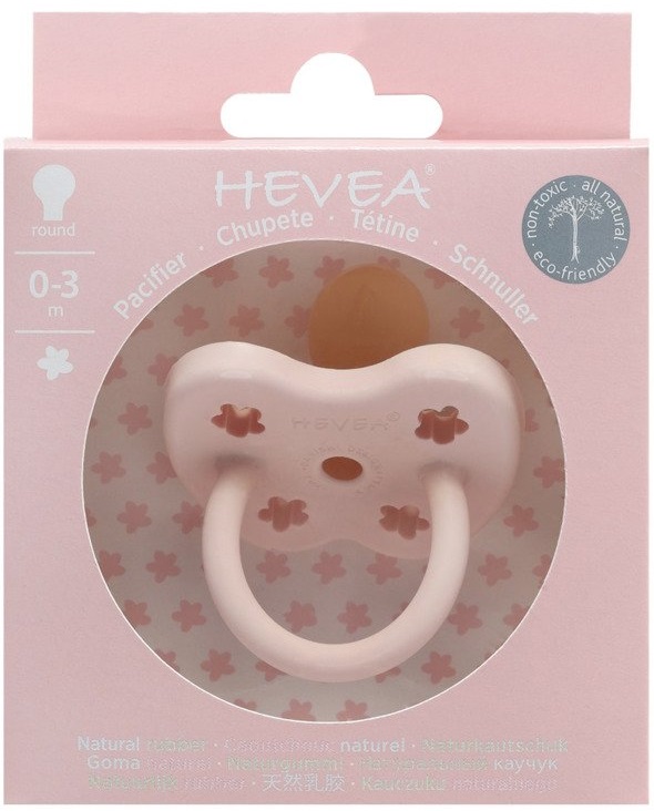 Hevea Round rubber pacifier Powder Pink 0-3 months
