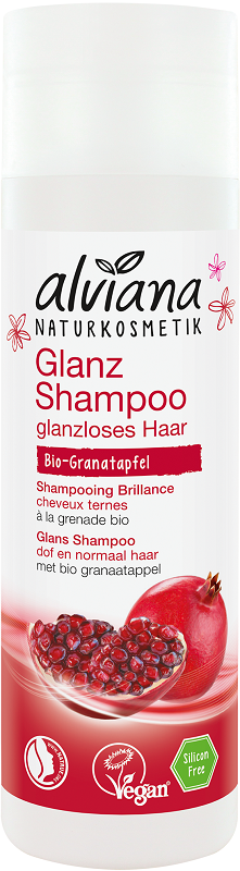 Alviana Shampoo para el brillo y cuidado del cabello con hamamelis y semillas de granada