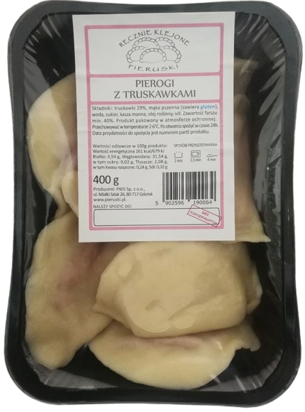 Pierogi Pierogi mit Erdbeeren, handgeklebt