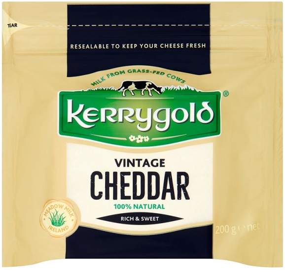 Kerrygold Vintage Cheddar cheese. Irish ripening cheese