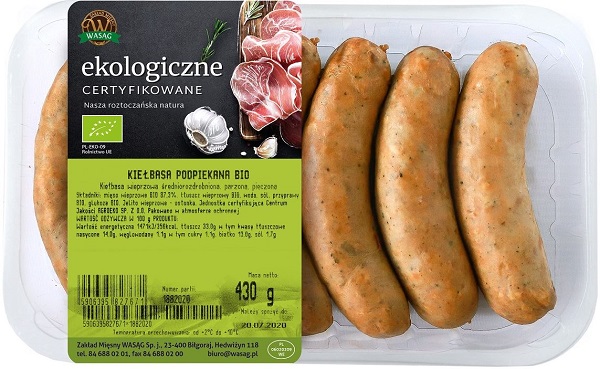 Wasąg Bratwurst BIO gebacken