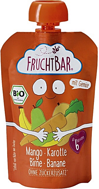 Fruchtbar BIO фруктовый мусс из манго, моркови, груши и банана