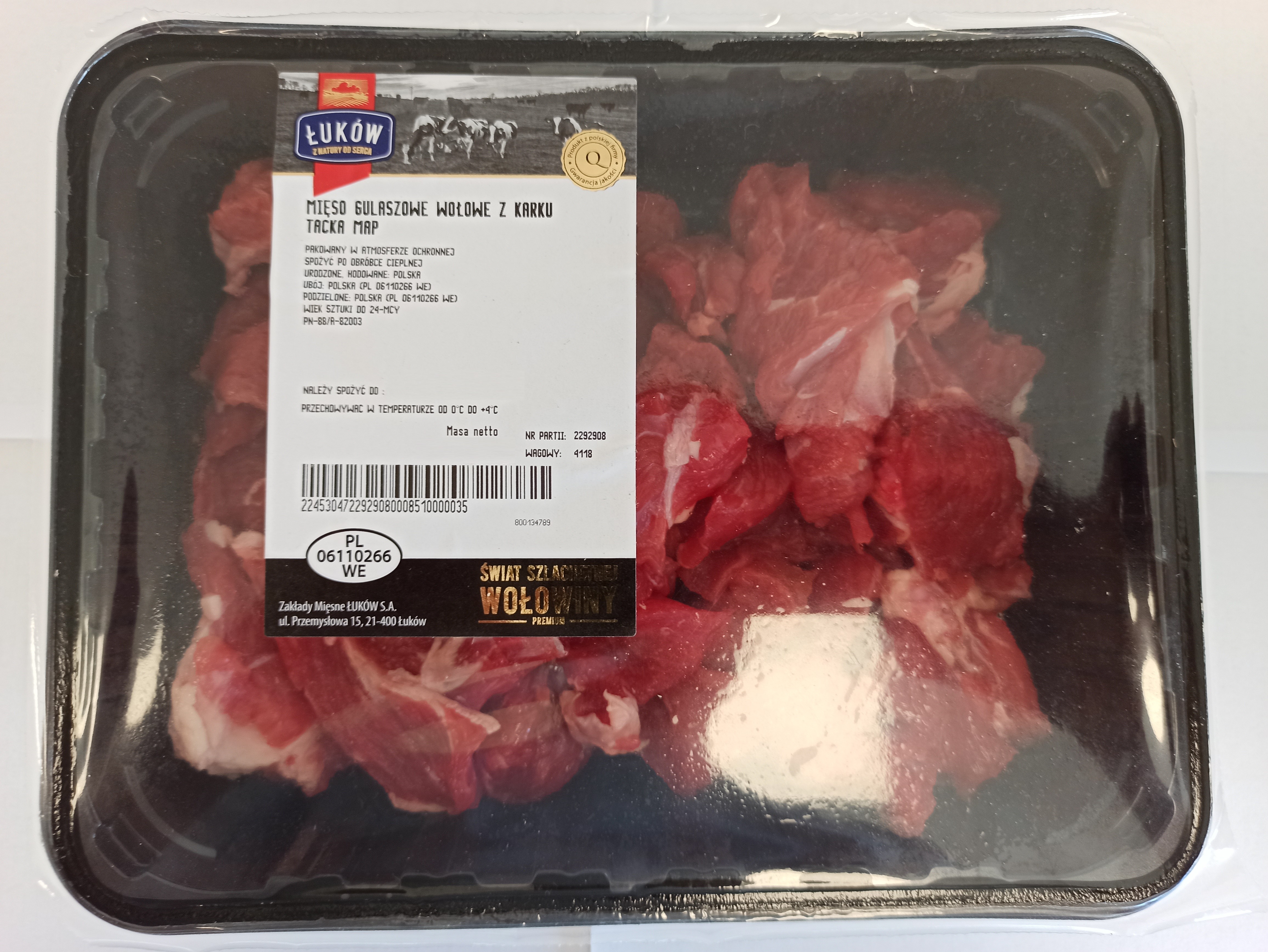 Łuków mięso gulaszowe wołowe  z karku