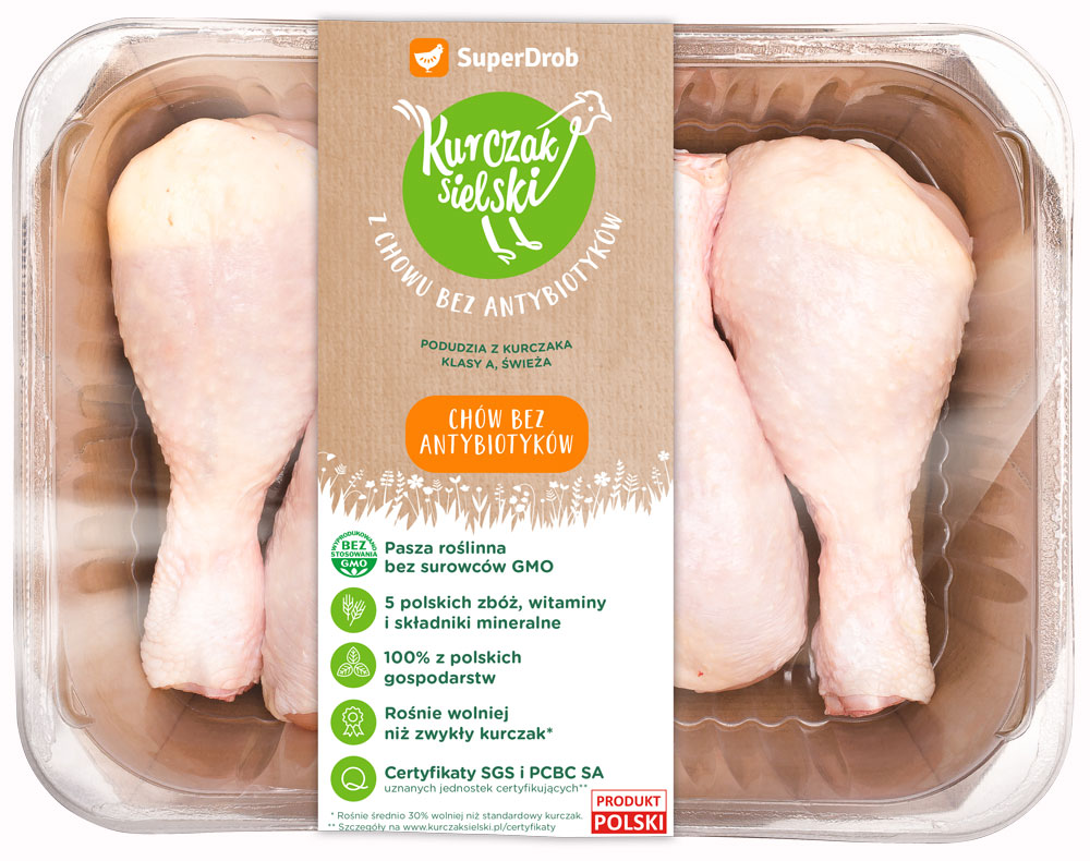 SuperDrob Chicken Idyllic A-class chicken drumstick, fresh from rearing without antibiotics, without GMOs