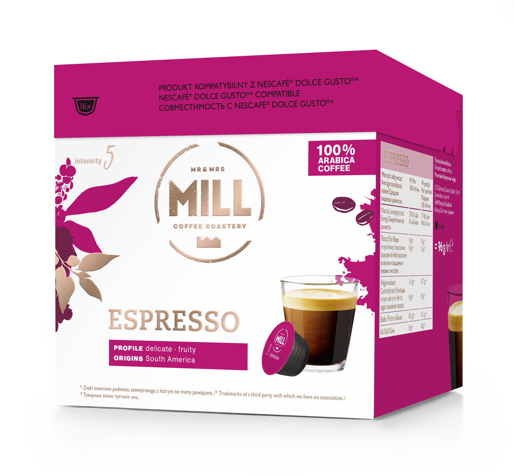 Капсулы Mr&Mrs Mill Espresso совместимы с Dolce Gusto.