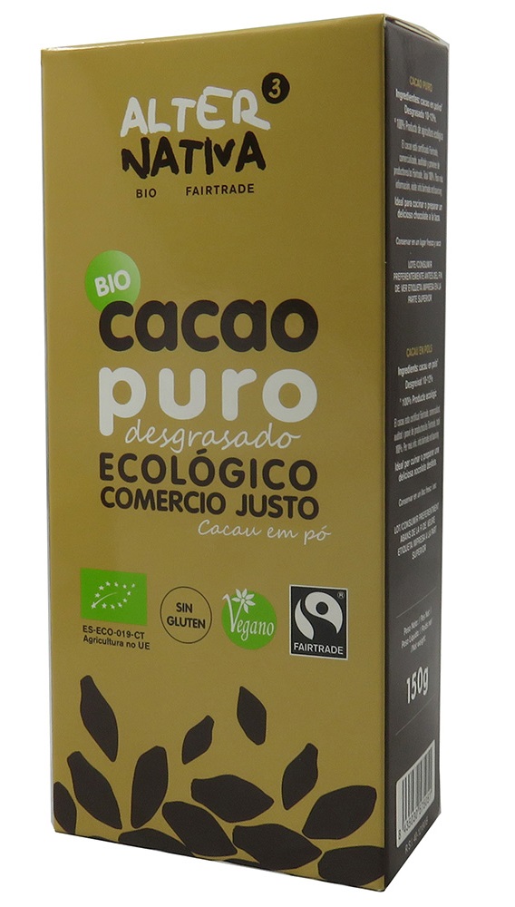 Alternativa cacao en polvo reducido en grasas comercio justo sin gluten BIO