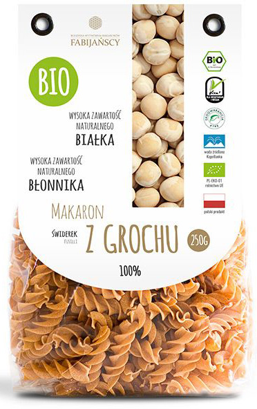 Fabijańscy Makaron Fusilli (świderki) z grochu pełnoziarnisty BIO