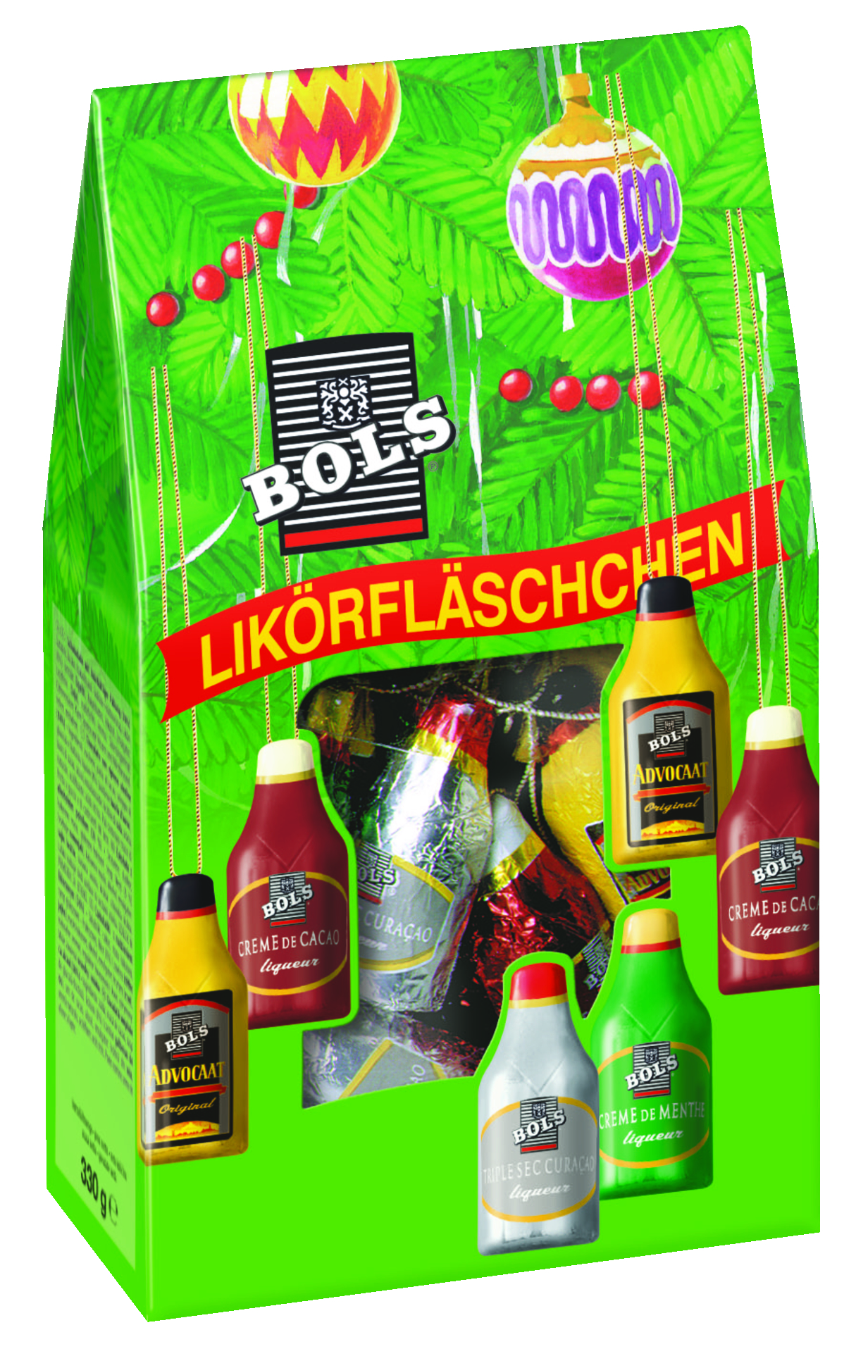 BOLS Schokoladenflaschen mit Likörfüllung zum Aufhängen am Weihnachtsbaum