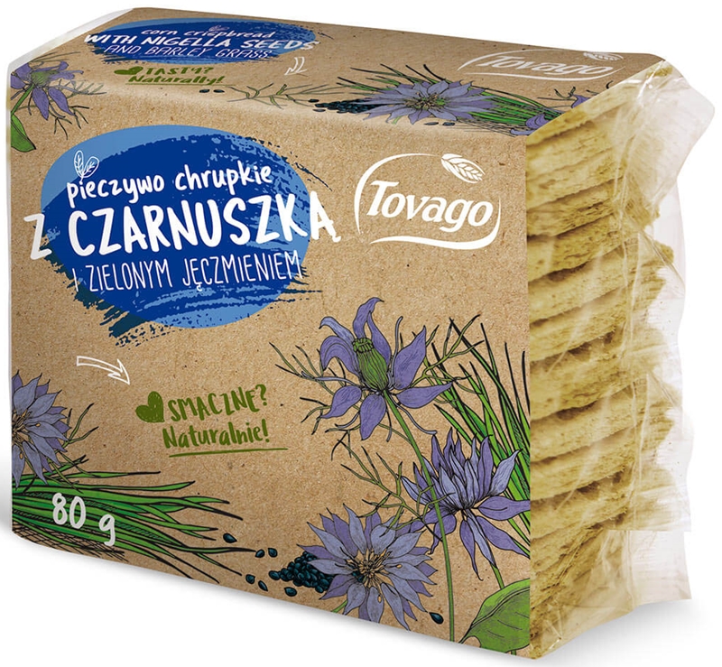 Tovago Pieczywo chrupkie z czarnuszką i zielonym jęczmieniem