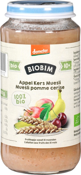 Postre de manzana Biobim Fruit con cereza y muesli