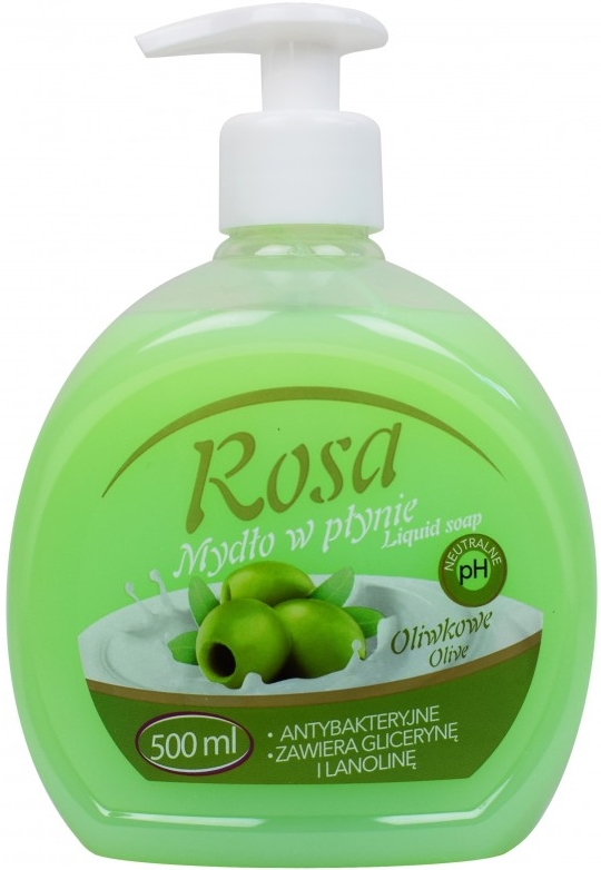 Жидкое мыло Rosa с дозатором, аромат оливы, антибактериальное