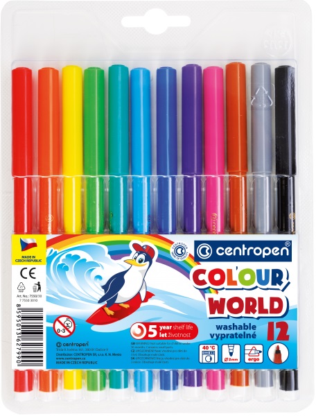 Centropen felt-tip pens 12 colors Color World 7550