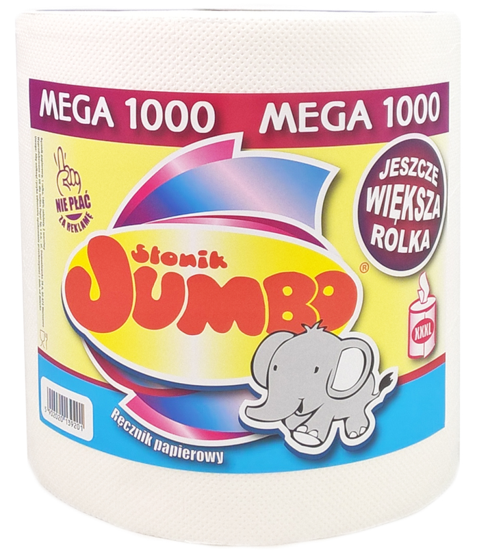 Słonik Jumbo Ręcznik papierowy 1000 2 warstwy, 100% celulozy