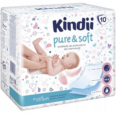 Kindii Pure&Soft podkłady do przewijania dla niemowląt ze skóra wrażliwą 60x60 cm