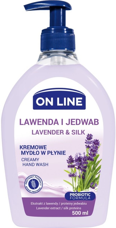 On Line Lavender and silk creamy liquid soap