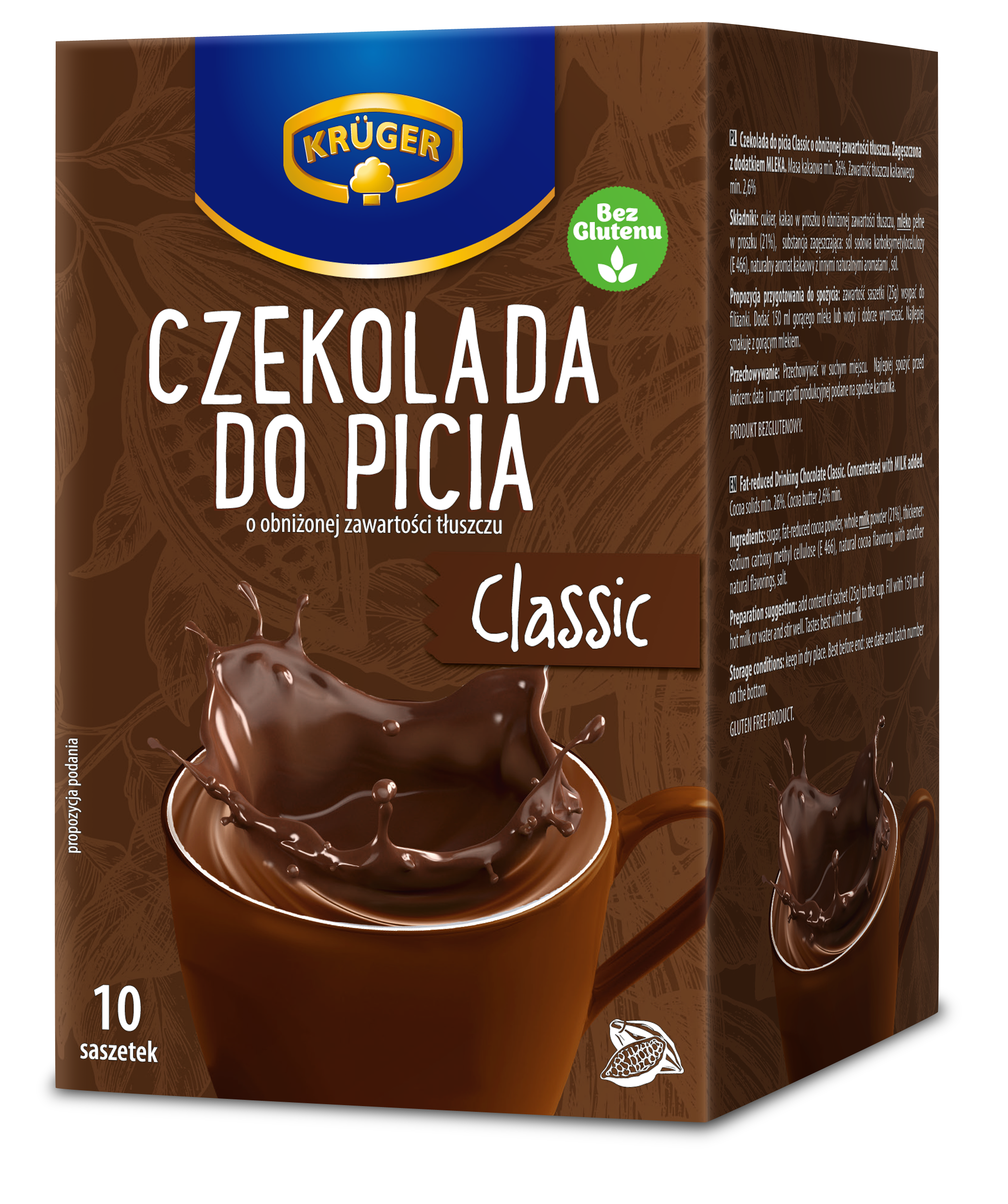 Krüger Czekolada do picia Classic, o obniżonej zawartości tłuszczu