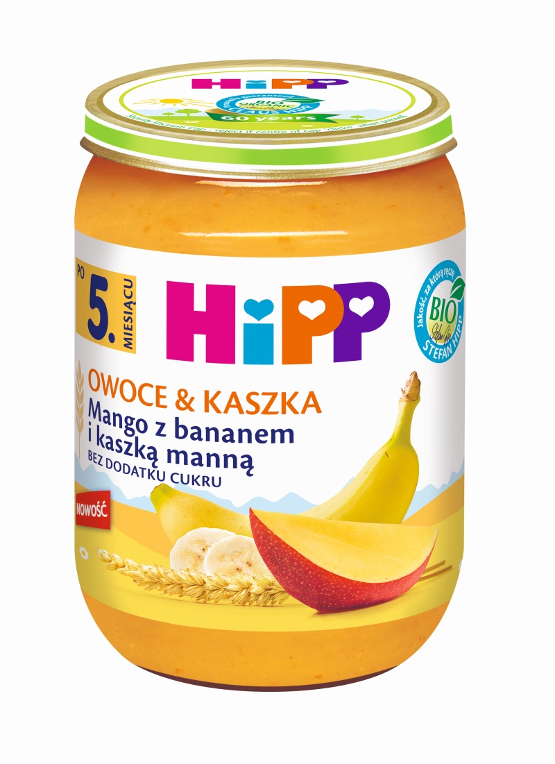 HIPP <b>Mango</b> z bananem i kaszką manną BIO.