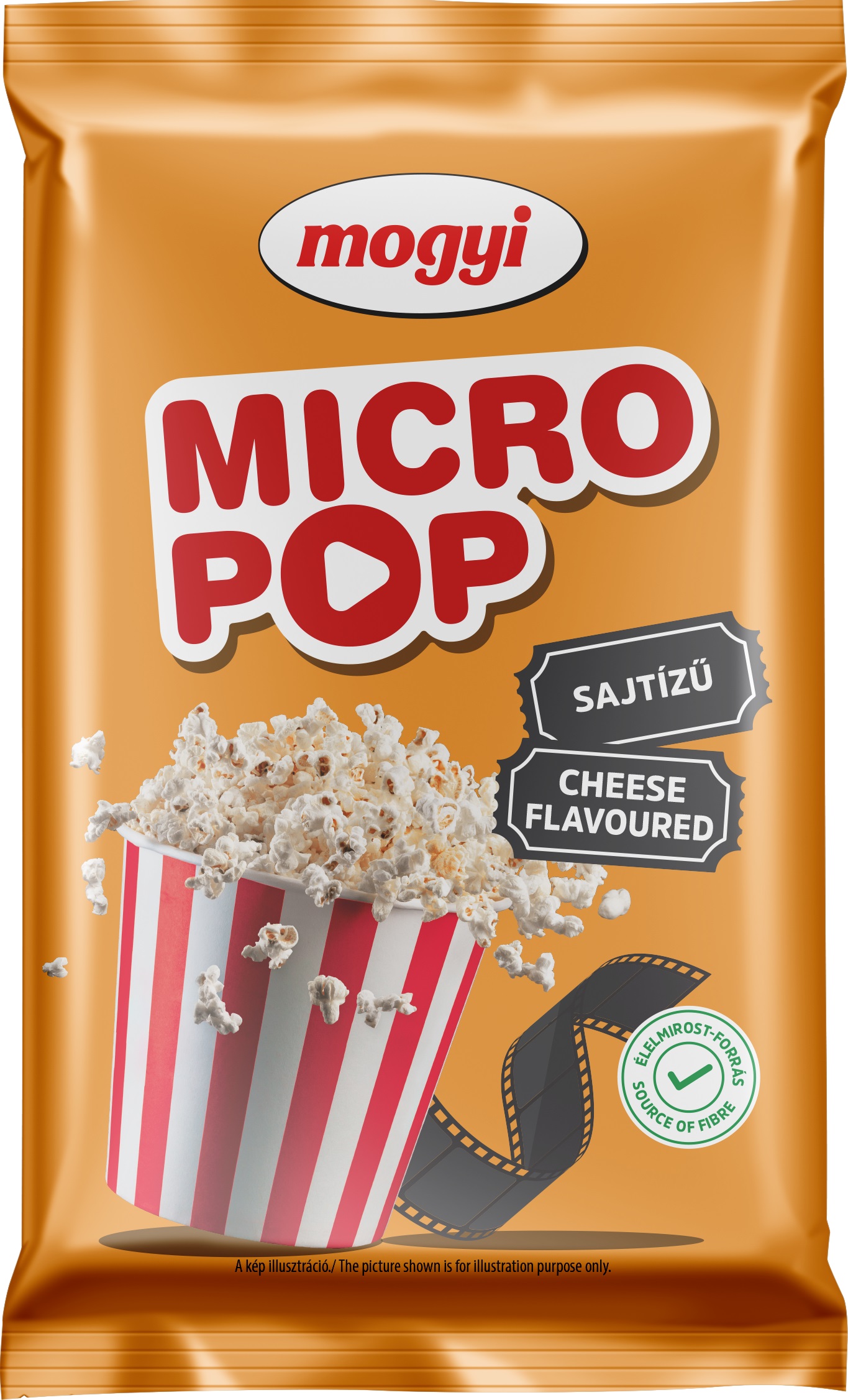 Mogyi Popcorn in the microwave with a cheese flavor