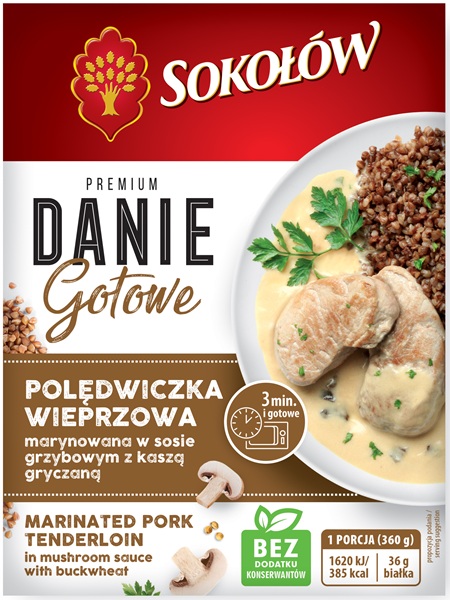 Sokołów Готовое блюдо Свиная вырезка, маринованная в грибном соусе с гречневой крупой