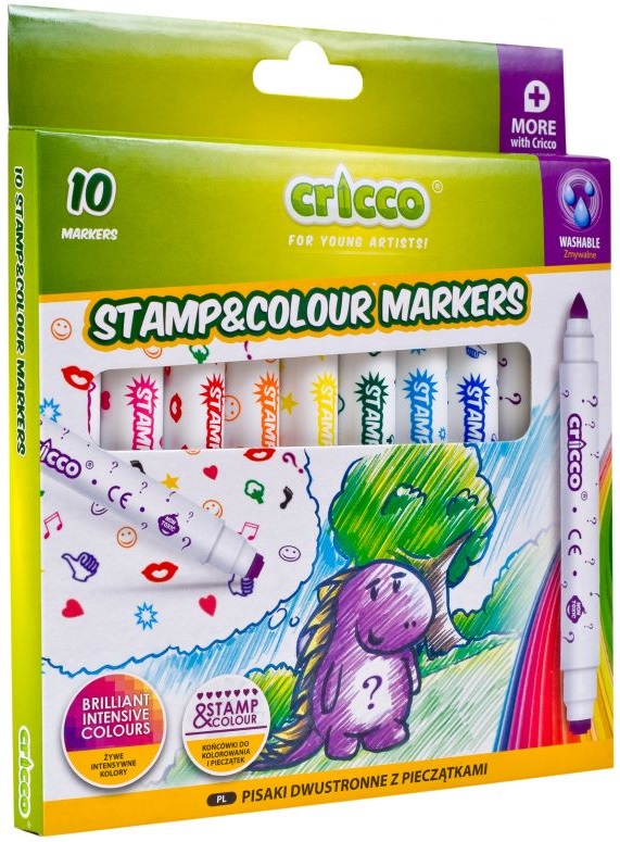 Marcadores Cricco de doble cara con sellos de 10 colores