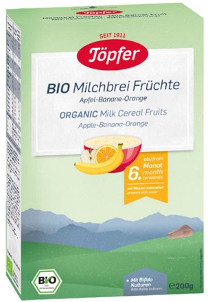 Topfer Milchweizenbrei, Apfel, Banane, Orange BIO