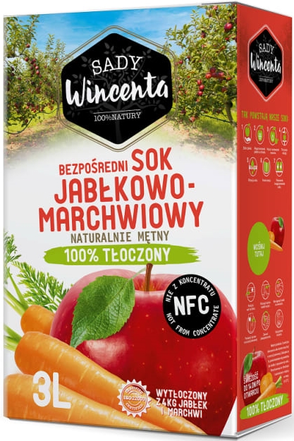 Sady Wincenta sok jabłkowo -  marchwiowy 100% tłoczony