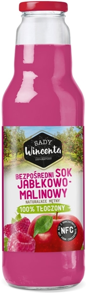 Sady Wincenta Apple and raspberry juice 100% pressed