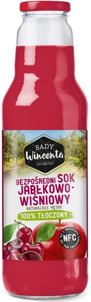 Sady Wincenta jugo de manzana y cereza 100% exprimido