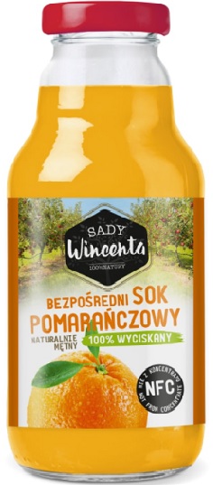 Zumo de naranja Sady Wincenta naturalmente turbio 100% prensado