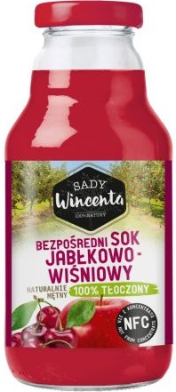 Zumo de manzana y cereza Sady Wincenta Naturalmente turbio 100% prensado