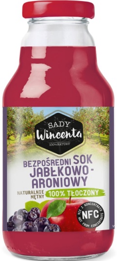 Zumo de manzana y aronia Sady Wincenta Naturalmente turbio 100% prensado