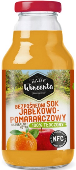 Sady Wincenta Sok Jabłkowo - Pomarańczowy, naturalnie mętny 100% Tłoczony