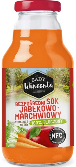 Sady Wincenta Apfel- und Karottensaft Natürlich bewölkt 100% gepresst