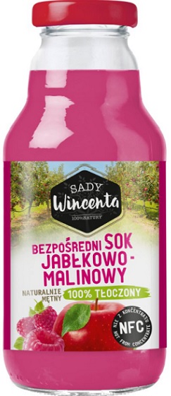 Sady Wincenta Яблочно-малиновый сок, мутный 100% прессованный