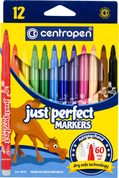 Centropen Nicht trocknende Filzstifte 12 Farben Just Perfect 2510