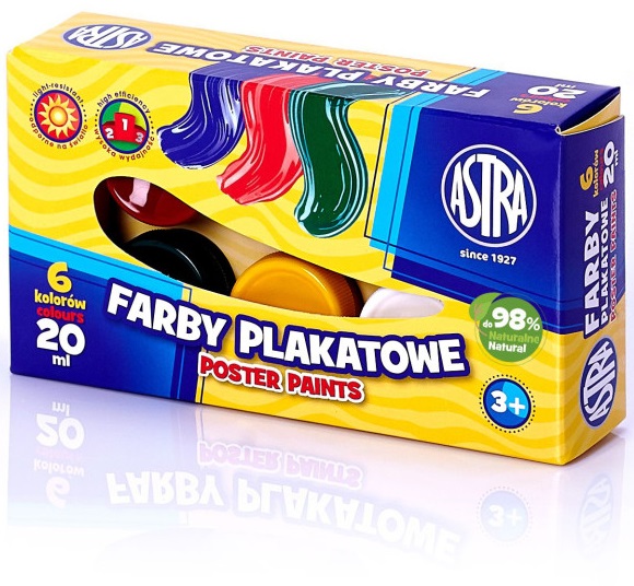 Astra Farby plakatowe 6 kolorów 20 ml