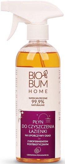 Biobum Home Reinigungsflüssigkeit Badezimmer für hartnäckige Sedimente mit Bioferment Red Orange